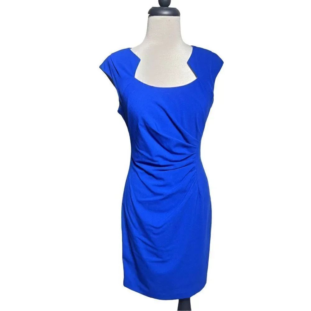 Dana Buchman Sexy Cap Sleeve Blue Dress Size 4 Career Dress